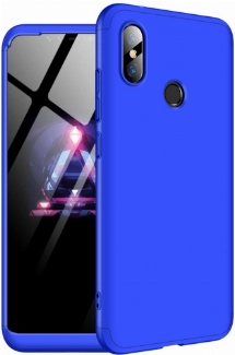 Xiaomi Redmi Note 6 Pro Kılıf 3 Parçalı 360 Tam Korumalı Rubber AYS Kapak  - Mavi