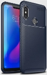 Xiaomi Redmi Note 6 Pro Kılıf Silikon Parmak İzi Bırakmayan Karbon Soft Negro Kapak - Lacivert