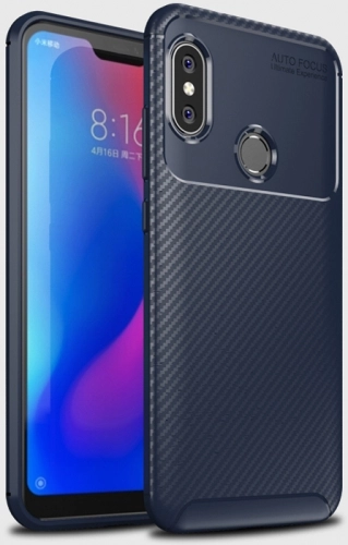 Xiaomi Redmi Note 6 Pro Kılıf Silikon Parmak İzi Bırakmayan Karbon Soft Negro Kapak - Lacivert