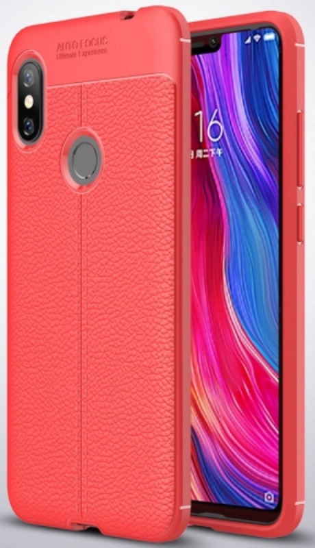 Xiaomi Redmi Note 6 Pro Kılıf Deri Görünümlü Lüks Parmak İzi Bırakmaz Niss Silikon Kapak - Kırmızı