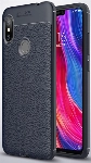 Xiaomi Redmi Note 6 Pro Kılıf Deri Görünümlü Lüks Parmak İzi Bırakmaz Niss Silikon Kapak - Lacivert