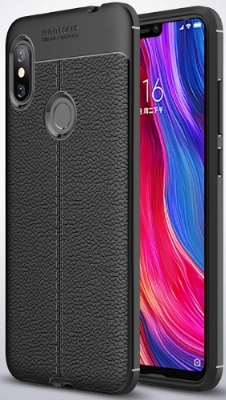 Xiaomi Redmi Note 6 Pro Kılıf Deri Görünümlü Lüks Parmak İzi Bırakmaz Niss Silikon Kapak - Siyah