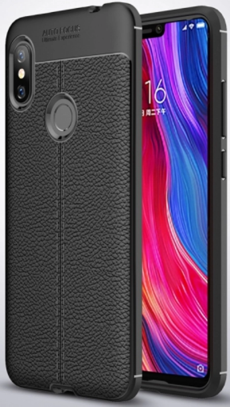 Xiaomi Redmi Note 6 Pro Kılıf Deri Görünümlü Lüks Parmak İzi Bırakmaz Niss Silikon Kapak - Siyah