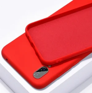 Xiaomi Redmi Note 7 Kılıf Liquid Serisi İçi Kadife İnci Esnek Silikon Kapak - Kırmızı