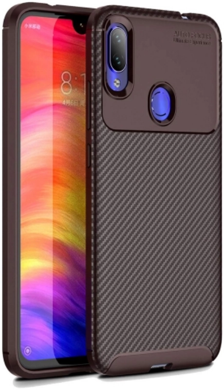 Xiaomi Redmi Note 7 Kılıf Silikon Parmak İzi Bırakmayan Karbon Soft Negro Kapak - Kahve