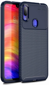 Xiaomi Redmi Note 7 Kılıf Silikon Parmak İzi Bırakmayan Karbon Soft Negro Kapak - Lacivert