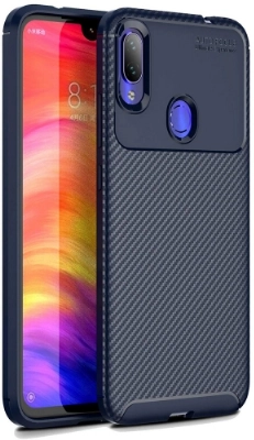 Xiaomi Redmi Note 7 Kılıf Silikon Parmak İzi Bırakmayan Karbon Soft Negro Kapak - Lacivert