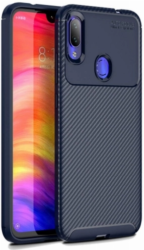 Xiaomi Redmi Note 7 Kılıf Silikon Parmak İzi Bırakmayan Karbon Soft Negro Kapak - Lacivert