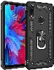 Xiaomi Redmi Note 7 Kılıf Silikon Zırhlı Standlı Yüzüklü Mıknatıslı Tank Kapak - Siyah