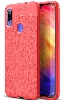 Xiaomi Redmi Note 7 Kılıf Deri Görünümlü Lüks Parmak İzi Bırakmaz Niss Silikon Kapak - Kırmızı