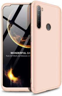 Xiaomi Redmi Note 8 Kılıf 3 Parçalı 360 Tam Korumalı Rubber AYS Kapak  - Gold