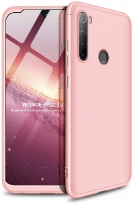 Xiaomi Redmi Note 8 Kılıf 3 Parçalı 360 Tam Korumalı Rubber AYS Kapak  - Rose Gold