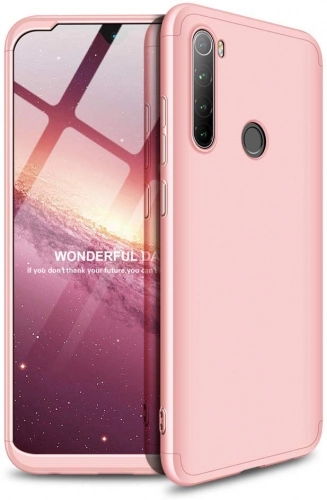 Xiaomi Redmi Note 8 Kılıf 3 Parçalı 360 Tam Korumalı Rubber AYS Kapak  - Rose Gold