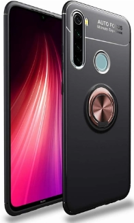 Xiaomi Redmi Note 8 Kılıf Renkli Silikon Yüzüklü Standlı Auto Focus Ravel Kapak - Rose Gold