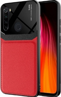 Xiaomi Redmi Note 8 Kılıf Deri Görünümlü Emiks Kapak - Kırmızı