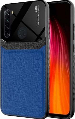 Xiaomi Redmi Note 8 Kılıf Deri Görünümlü Emiks Kapak - Mavi