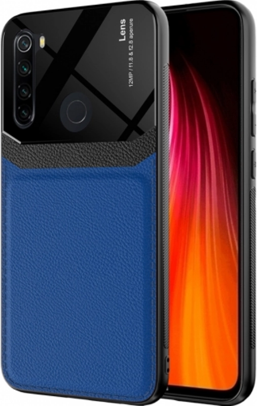 Xiaomi Redmi Note 8 Kılıf Deri Görünümlü Emiks Kapak - Mavi