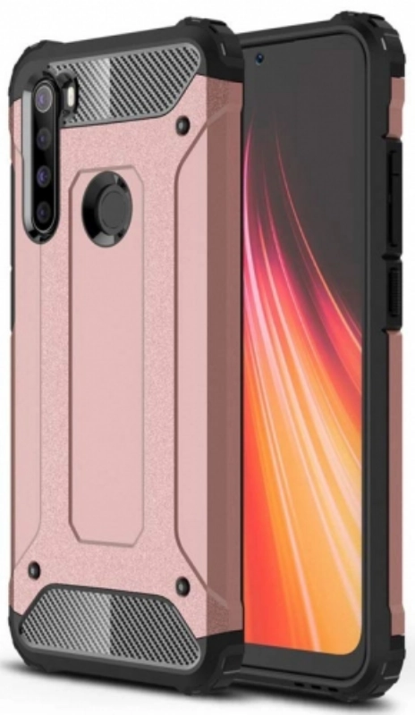 Xiaomi Redmi Note 8 Kılıf Zırhlı Tank Crash Silikon Kapak - Rose Gold