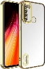 Xiaomi Redmi Note 8 Kılıf Kamera Lens Korumalı Şeffaf Renkli Logo Gösteren Parlak Kapak - Gold