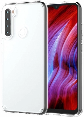 Xiaomi Redmi Note 8 Kılıf Korumalı Kenarları Silikon Arkası Sert Coss Kapak  - Şeffaf