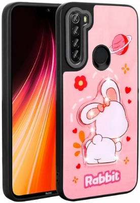 Xiaomi Redmi Note 8 Kılıf Parlayan Kabartmalı İkonik Figürlü Amas Silikon Kapak - Pembe