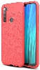 Xiaomi Redmi Note 8 Kılıf Deri Görünümlü Lüks Parmak İzi Bırakmaz Niss Silikon Kapak - Kırmızı