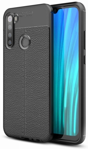 Xiaomi Redmi Note 8 Kılıf Deri Görünümlü Lüks Parmak İzi Bırakmaz Niss Silikon Kapak - Siyah