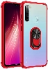 Xiaomi Redmi Note 8 Kılıf Standlı Arkası Şeffaf Kenarları Airbag Kapak - Kırmızı