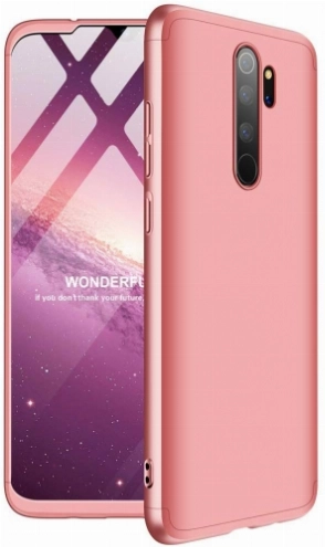 Xiaomi Redmi Note 8 Pro Kılıf 3 Parçalı 360 Tam Korumalı Rubber AYS Kapak  - Rose Gold