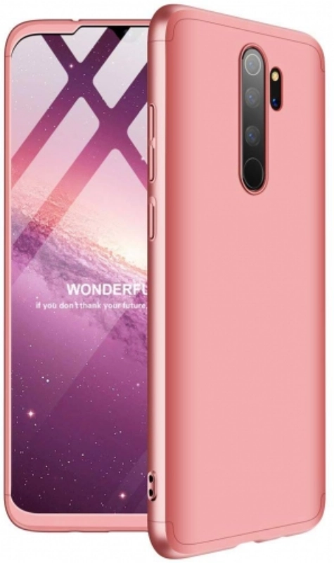 Xiaomi Redmi Note 8 Pro Kılıf 3 Parçalı 360 Tam Korumalı Rubber AYS Kapak  - Rose Gold