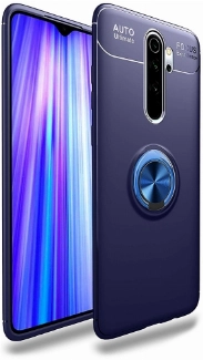 Xiaomi Redmi Note 8 Pro Kılıf Renkli Silikon Yüzüklü Standlı Auto Focus Ravel Kapak - Mavi