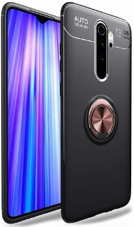 Xiaomi Redmi Note 8 Pro Kılıf Renkli Silikon Yüzüklü Standlı Auto Focus Ravel Kapak - Rose Gold