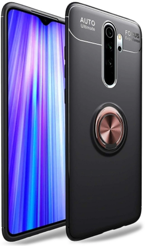 Xiaomi Redmi Note 8 Pro Kılıf Renkli Silikon Yüzüklü Standlı Auto Focus Ravel Kapak - Rose Gold