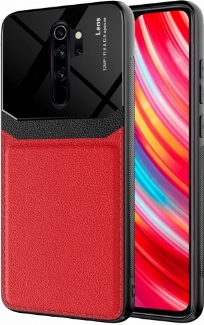 Xiaomi Redmi Note 8 Pro Kılıf Deri Görünümlü Emiks Kapak - Kırmızı