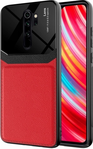 Xiaomi Redmi Note 8 Pro Kılıf Deri Görünümlü Emiks Kapak - Kırmızı