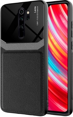 Xiaomi Redmi Note 8 Pro Kılıf Deri Görünümlü Emiks Kapak - Siyah