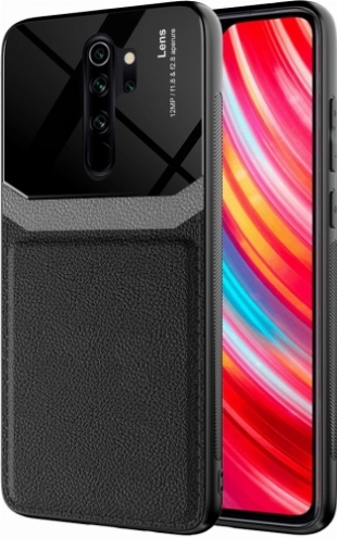 Xiaomi Redmi Note 8 Pro Kılıf Deri Görünümlü Emiks Kapak - Siyah