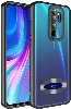 Xiaomi Redmi Note 8 Pro Kılıf Kamera Lens Korumalı Şeffaf Renkli Logo Gösteren Parlak Kapak - Siyah