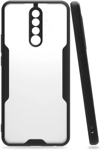 Xiaomi Redmi Note 8 Pro Kılıf Kamera Lens Korumalı Arkası Şeffaf Silikon Kapak - Siyah