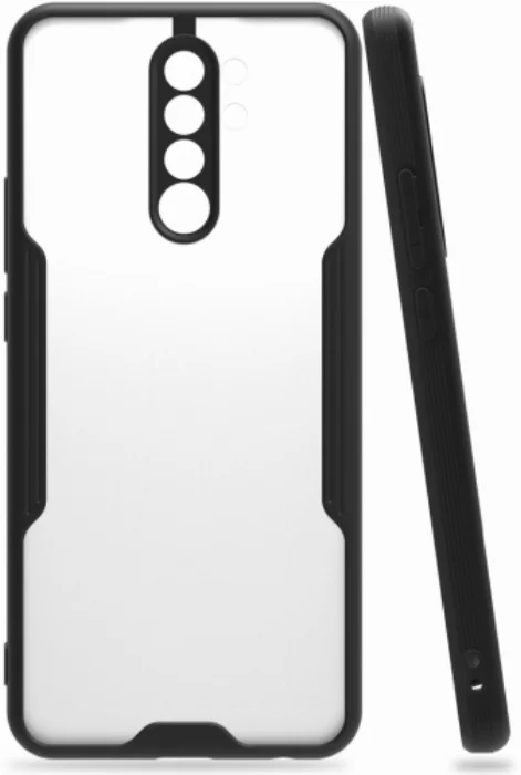 Xiaomi Redmi Note 8 Pro Kılıf Kamera Lens Korumalı Arkası Şeffaf Silikon Kapak - Siyah