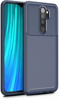 Xiaomi Redmi Note 8 Pro Kılıf Silikon Parmak İzi Bırakmayan Karbon Soft Negro Kapak - Lacivert