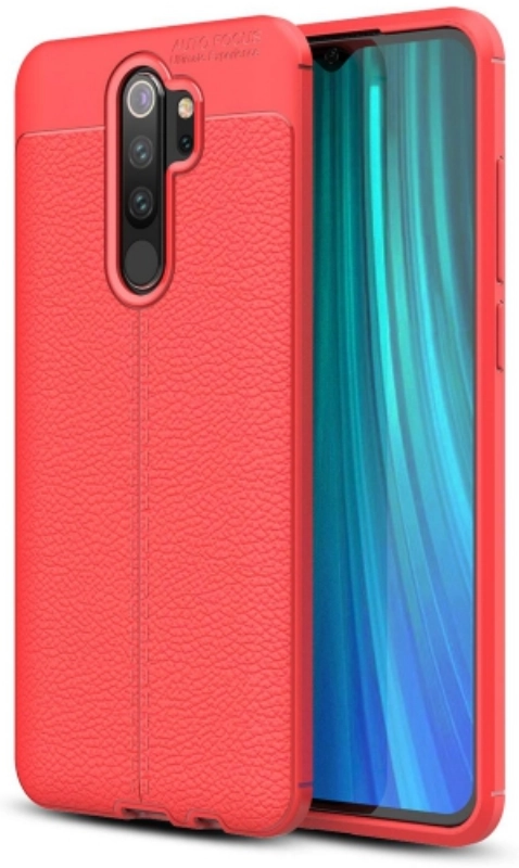 Xiaomi Redmi Note 8 Pro Kılıf Deri Görünümlü Lüks Parmak İzi Bırakmaz Niss Silikon Kapak - Kırmızı