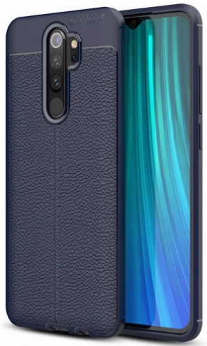 Xiaomi Redmi Note 8 Pro Kılıf Deri Görünümlü Lüks Parmak İzi Bırakmaz Niss Silikon Kapak - Lacivert