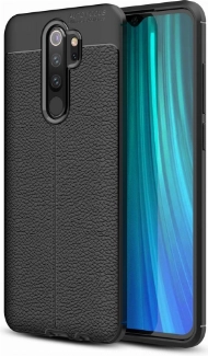 Xiaomi Redmi Note 8 Pro Kılıf Deri Görünümlü Lüks Parmak İzi Bırakmaz Niss Silikon Kapak - Siyah