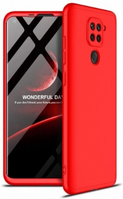 Xiaomi Redmi Note 9 Kılıf 3 Parçalı 360 Tam Korumalı Rubber AYS Kapak - Kırmızı