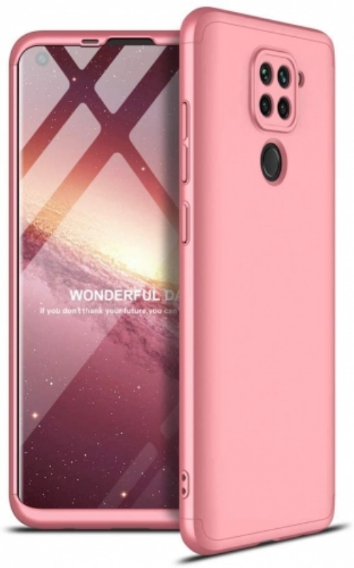 Xiaomi Redmi Note 9 Kılıf 3 Parçalı 360 Tam Korumalı Rubber AYS Kapak - Rose Gold