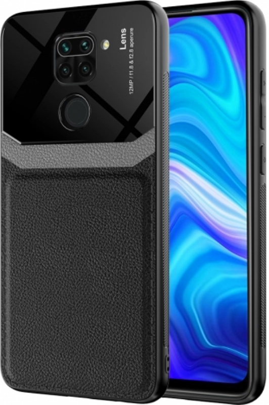 Xiaomi Redmi Note 9 Kılıf Deri Görünümlü Emiks Kapak - Siyah