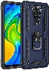 Xiaomi Redmi Note 9 Kılıf Silikon Zırhlı Standlı Yüzüklü Mıknatıslı Tank Kapak - Lacivert