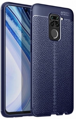 Xiaomi Redmi Note 9 Kılıf Deri Görünümlü Lüks Parmak İzi Bırakmaz Niss Silikon Kapak - Lacivert