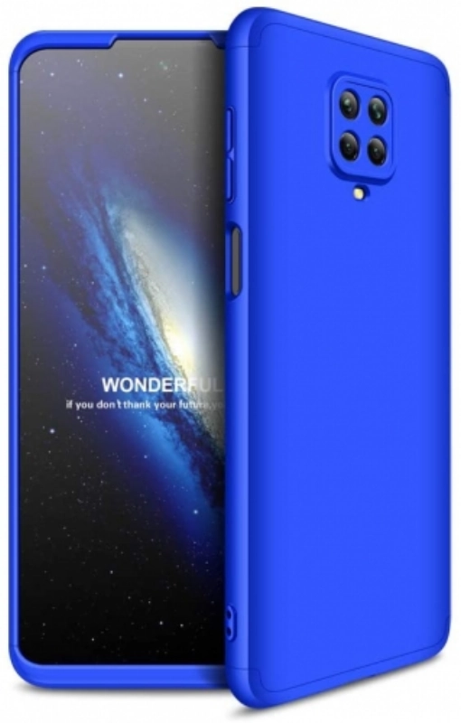 Xiaomi Redmi Note 9 Pro Kılıf 3 Parçalı 360 Tam Korumalı Rubber AYS Kapak - Mavi